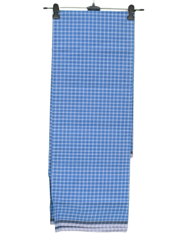 Grey & Blue Checks Cotton Lungi