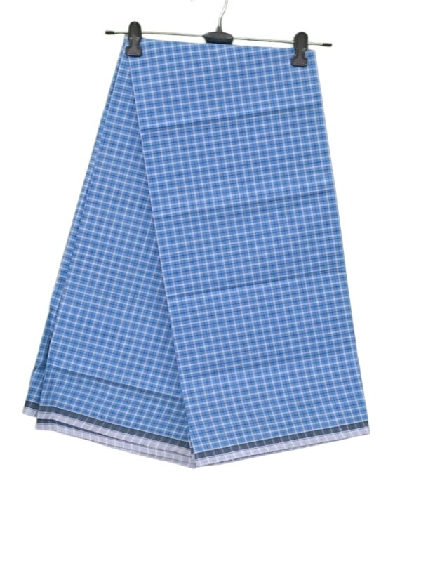 Grey & Blue Checks Cotton Lungi