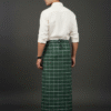 Men's Classic Plaid Lungi - Elegant Dark Green Design