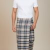 Men's Stylish Plaid Lungi - Beige and Blue Checkered Design