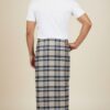 Men's Stylish Plaid Lungi - Beige and Blue Checkered Design