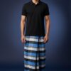 Men's Modern Lungi - Bold Blue & White Checkered Design