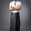 Men's Modern Lungi - Sleek Black & Grey Striped Design