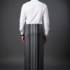 Men's Modern Lungi - Sleek Black & Grey Striped Design