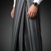 Men's Modern Lungi - Sleek Black & Grey Striped Design