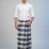 Men's Classic Lungi - Bold Black, White & Blue Checkered Design