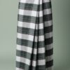 Men's Classic Lungi - Elegant Olive Green & White Checkered Design