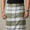 Men's Modern Plaid Lungi - Stylish Olive Green & White Design