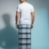 Men's Modern Plaid Lungi - Stylish Grey & Blue Design