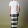 Men's Modern Plaid Lungi - Stylish Olive Green & White Design