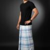 Men's Modern Lungi - Crisp Blue & White Checkered Design