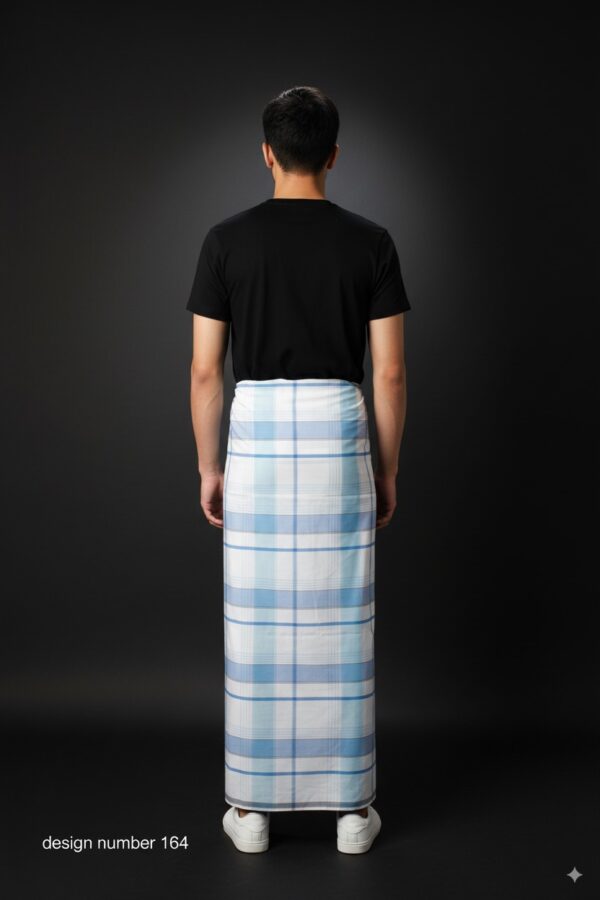Men's Modern Lungi - Crisp Blue & White Checkered Design