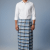 Classic Men's Lungi - Crisp Blue & White Checkered Design