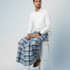 Classic Men's Lungi - Crisp Blue & White Checkered Design