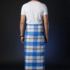 Men's Modern Lungi - Bold Blue & White Checkered Design