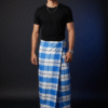 Men's Modern Lungi - Bold Blue & White Checkered Design