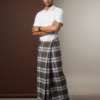 Classic Men's Lungi - Refined Grey and White Checkered Design