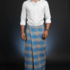 Classic Checkered Lungi for Men - Blue & Grey Design