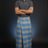Classic Checkered Lungi for Men - Blue & Grey Design
