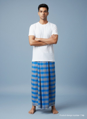 Generated Image September 13, 2025 - 5_46PM Classic Men's Lungi - Blue and Grey Checkered Design