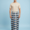 Stylish Plaid Lungi for Men - Beige and Blue Checkered Design