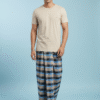 Stylish Plaid Lungi for Men - Beige and Blue Checkered Design