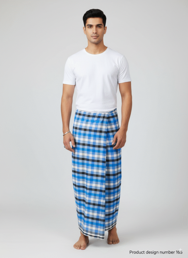 Generated Image September 13, 2025 - 7_44PM Classic Men's Lungi - Bold Blue & White Checkered Design