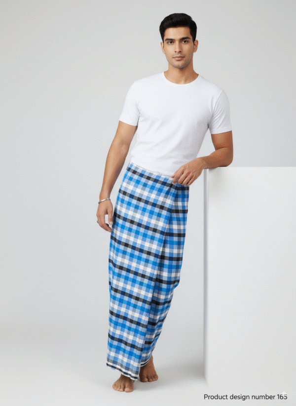 Generated Image September 13, 2025 - 7_52PM Classic Men's Lungi - Bold Blue & White Checkered Design