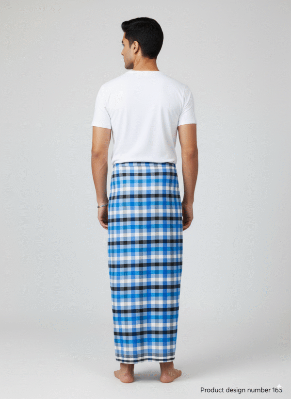 Generated Image September 13, 2025 - 7_53PM Classic Men's Lungi - Bold Blue & White Checkered Design