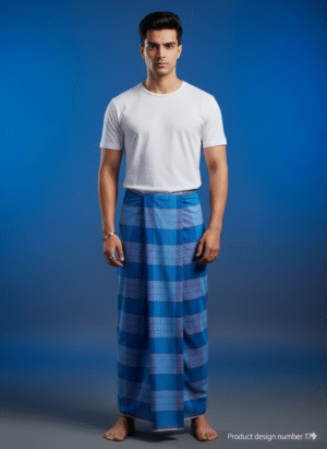 Generated Image September 13, 2025 - 8_07PM Men's Stylish Striped Lungi - Modern Blue Design