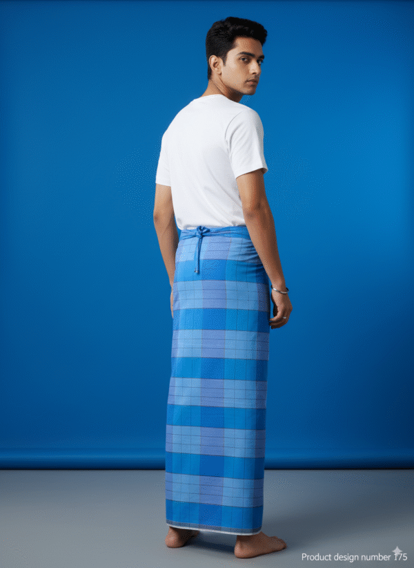 Men's Stylish Striped Lungi - Modern Blue Design