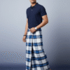 Generated Image September 25, 2025 - 6_04PM Men's Modern Lungi - Bold Blue, Black & White Checkered Design