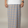 Men's Stylish Plaid Lungi - Modern Tan and Blue Checkered Design