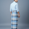 Men's Stylish Lungi - Cool Blue & Grey Plaid Design