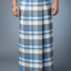 Men's Stylish Lungi - Cool Blue & Grey Plaid Design