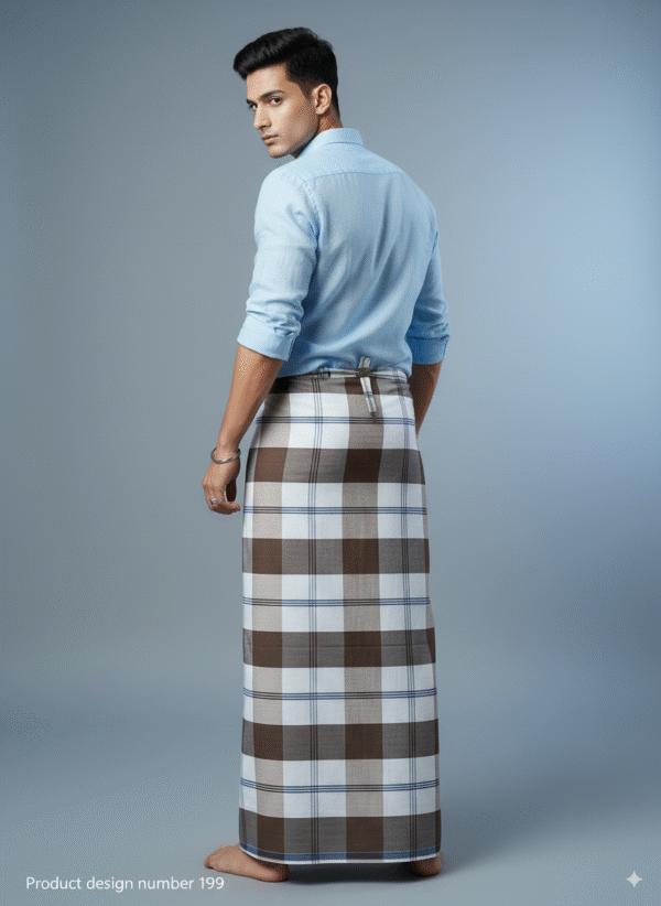 Generated Image September 25, 2025 - 8_47PM Men's Stylish Lungi - Classic Brown and White Checkered Design