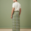 Men's Stylish Lungi - Classic Olive Green Plaid Design