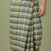 Men's Stylish Lungi - Classic Olive Green Plaid Design