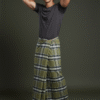 Men's Stylish Lungi - Modern Olive Green Plaid Design