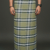 Men's Stylish Lungi - Modern Olive Green Plaid Design