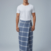 Men's Stylish Lungi - Cool Slate Blue Checkered Design