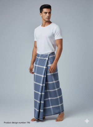 Generated Image September 26, 2025 - 8_51PM Men's Stylish Lungi - Cool Slate Blue Checkered Design