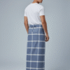 Men's Stylish Lungi - Cool Slate Blue Checkered Design