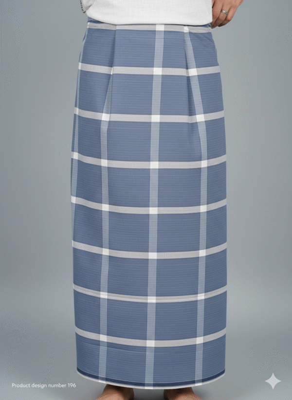 Men's Stylish Lungi - Cool Slate Blue Checkered Design