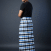 Men's Modern Lungi - Bold Blue, Black & White Checkered Design