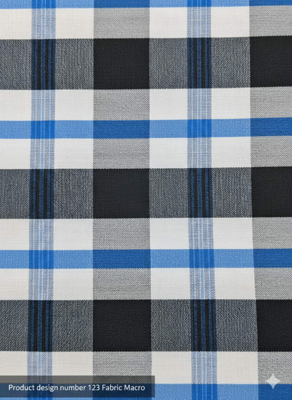 Men's Modern Lungi - Bold Blue, Black & White Checkered Design