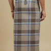 Men's Stylish Lungi - Earthy Brown & Blue Plaid Design