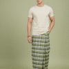 Men's Stylish Lungi - Classic Olive Green Plaid Design