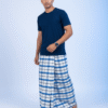 Men's Modern Lungi - Crisp Blue & White Checkered Design