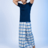 Men's Modern Lungi - Crisp Blue & White Checkered Design